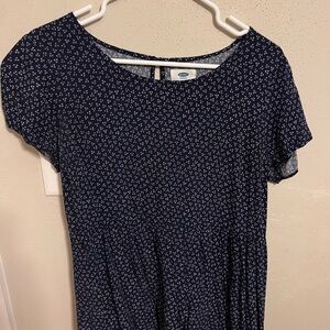 Old Navy Women's Dark Blue Patterned Midi Dress